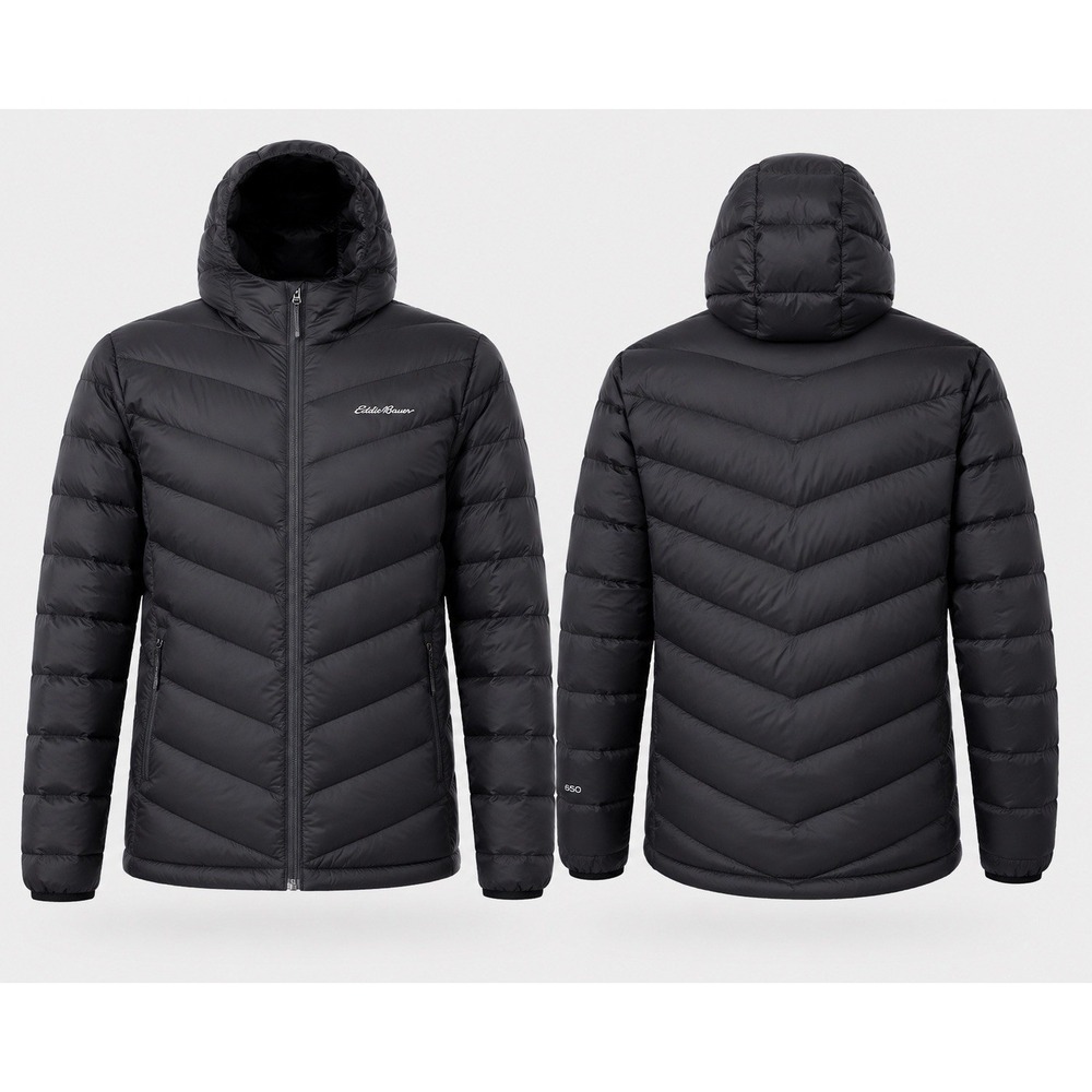Eddie Bauer EB650 Down Puffer Jacket mens xxl Hooded black
